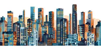 Futuristic Urban Cityscape Illustration with Mixed Media Elements