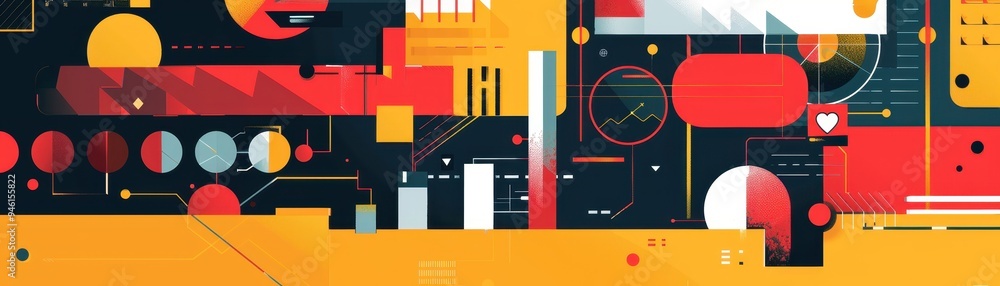 Aufkleber colorful abstract geometric composition with vibrant shapes and patterns. modern digital art with dy