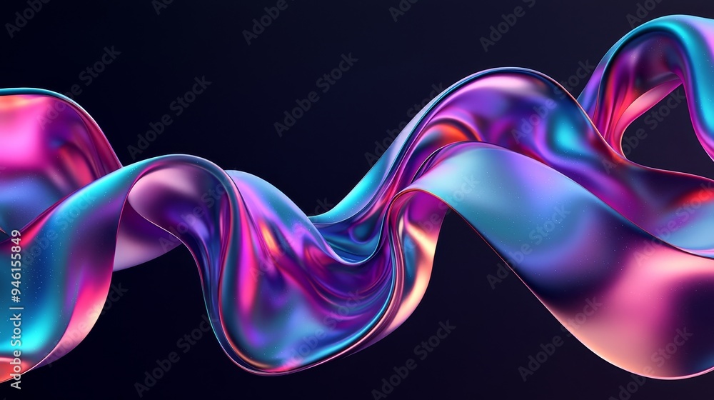 Poster fluid 3d rendering of an abstract retro futuristic wave in motion. ideal for backgrounds, banners, p