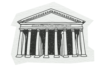PNG Pantheon, Roman temple in Rome, line art illustration, transparent background