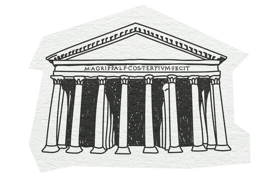 recommend clip art: PNG Pantheon, Roman temple in Rome, line art illustration, transparent background