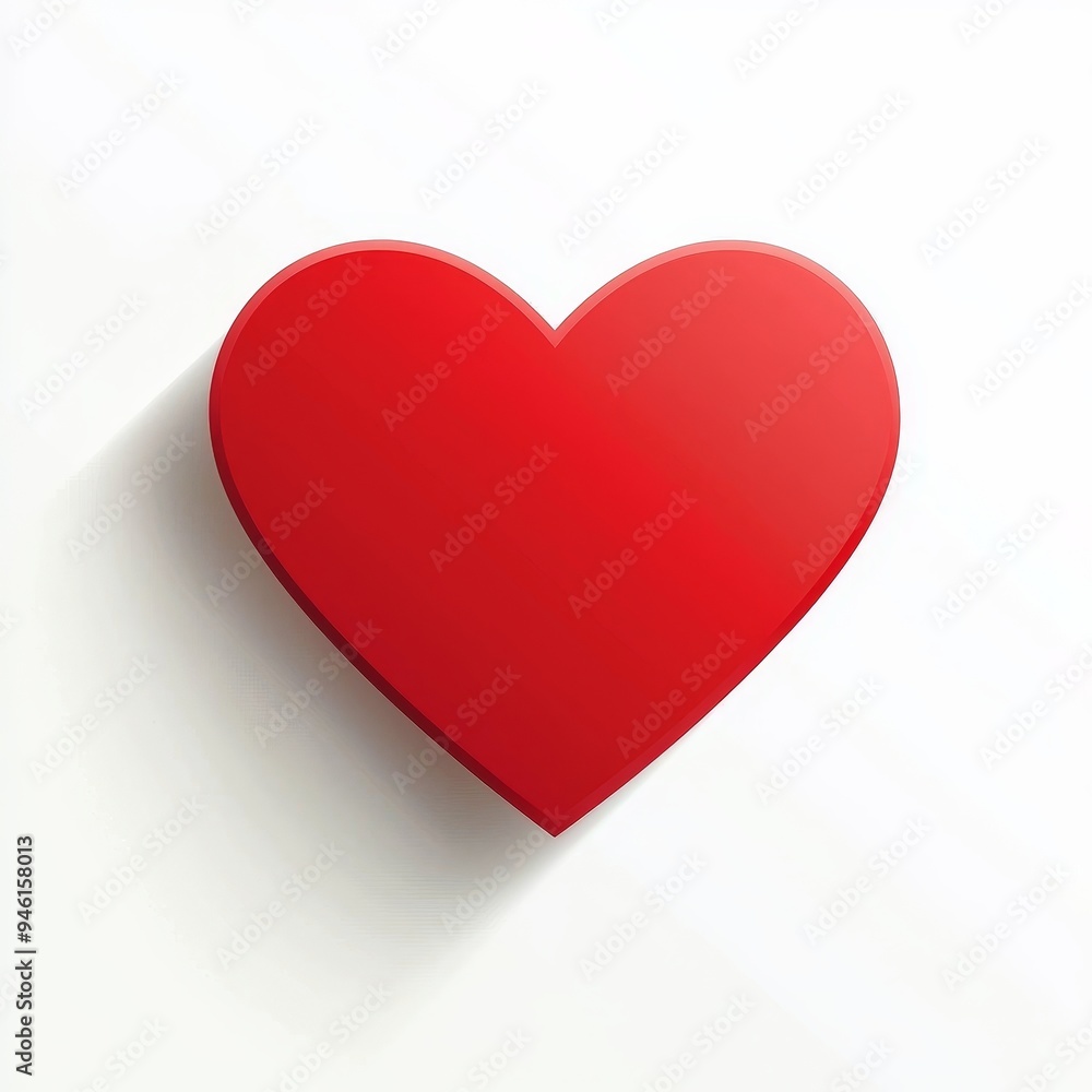 Poster this is an image of a 3d red heart isolated on a white background.