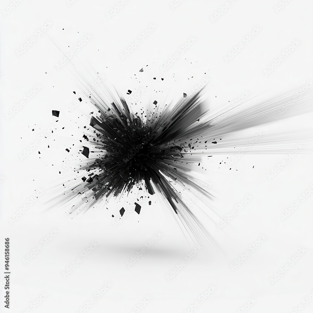 Aufkleber create speed lines to show the motion of flying debris