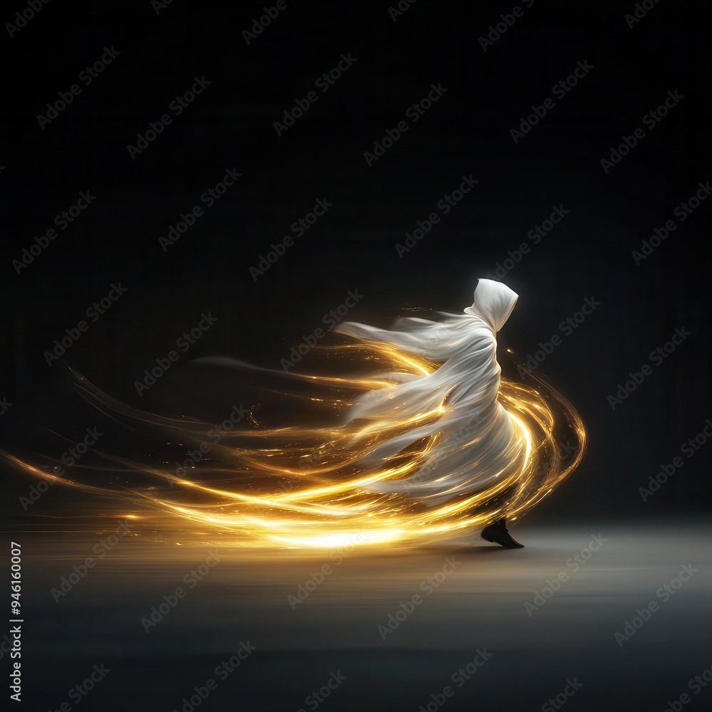 Aufkleber surround a character with speed lines as they land from a jump