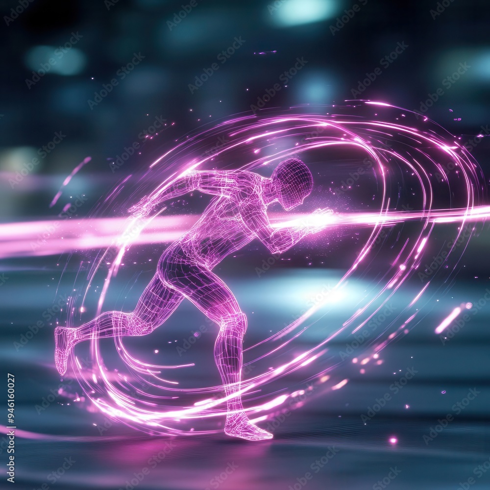 Aufkleber surround a character with speed lines as they land from a jump