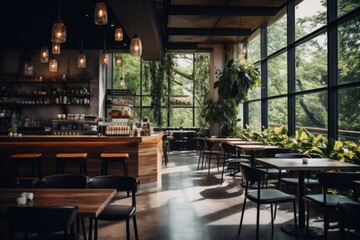 Fototapeta premium Interior of a modern empty cafe