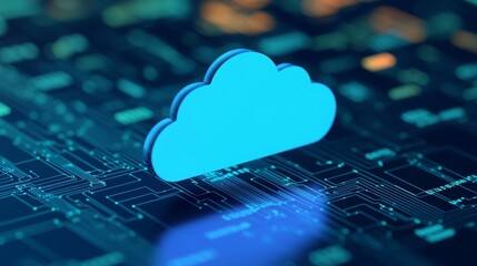 Cloud computing, holographic data streams, ultra-modern tech environment