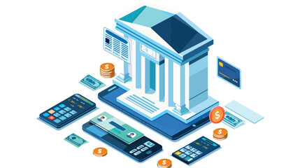 Modern Online Banking Application Flat Vector Design