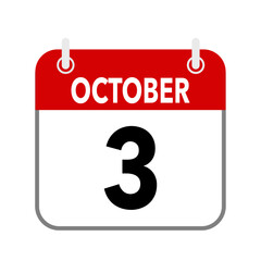 3 October, calendar date icon on white background.