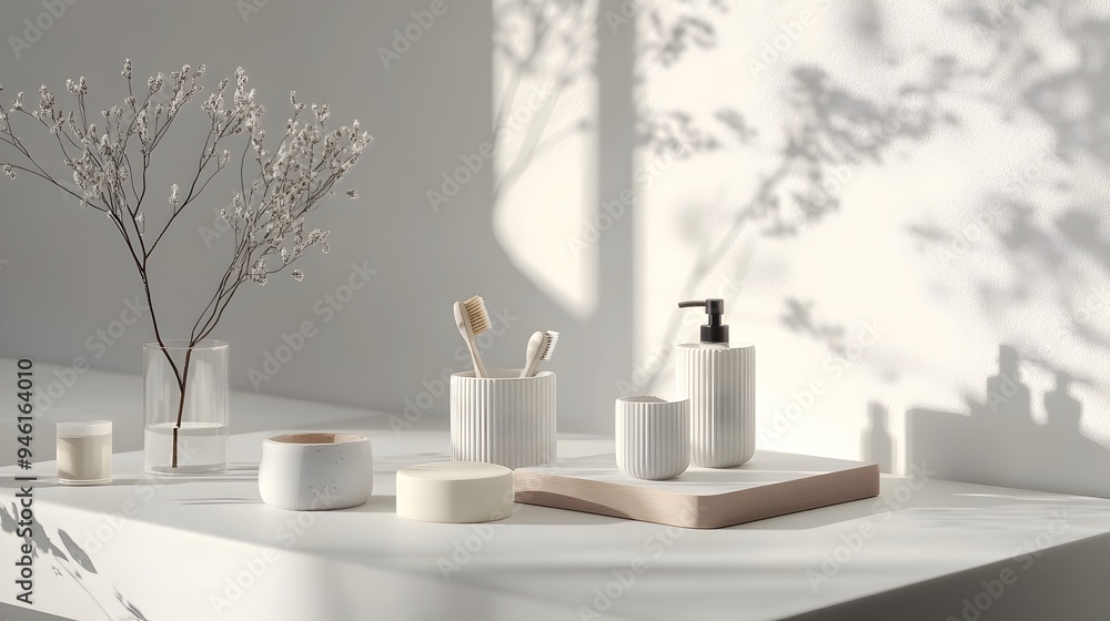 Poster an and visually captivating arrangement of a diverse range of modern household essentials meticulous
