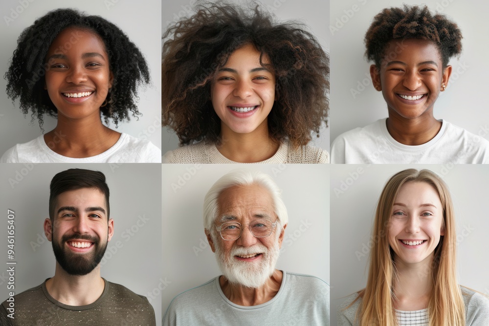 Poster a diverse group of people from different age groups express happiness and warmth, highlighting their