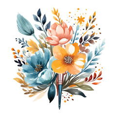 Beautiful watercolor floral on white background