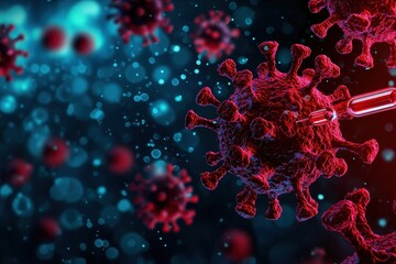 A fascinating digitalof a virus being targeted by a syringe, highlighting the importance of vaccines in medicine.