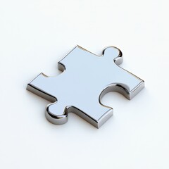 A stainless steel puzzle, consisting of four interlocking pieces, each of which is a different shape.