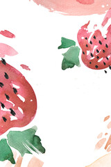 Strawberry Memphis watercolor background