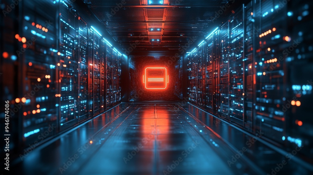 Aufkleber a holographic firewall symbol is displayed prominently, safeguarding valuable digital data in a high