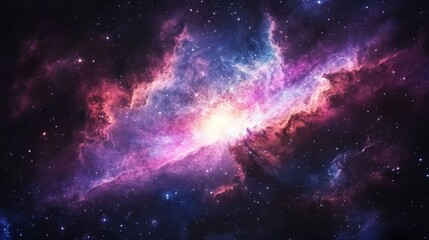 Naklejka premium Vivid galactic cloud nebula showcasing vibrant colors in the starry cosmos of the universe