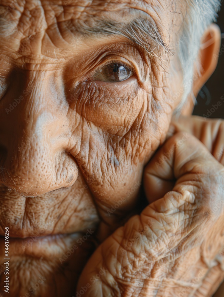 Aufkleber Elderly men from various ethnic backgrounds express wisdom and calmness, each reflecting unique life experiences through their warm smiles and deep-set eyes. Generative AI