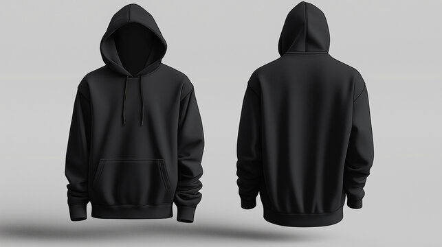 Black hoodie sweatshirt mockup front and back view