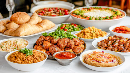 A Taste of Kuwait A Lavish Display of Traditional Kuwaiti and Arabic Cuisine Showcasing a Rich Variety of Dishes in an Opulent Dining Setting Celebrating Culinary Heritage and Flavors.