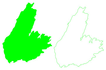 Fototapeta premium Cape Breton island (Canada, North America, Nova Scotia Province) map vector illustration, scribble sketch Cape Breton map