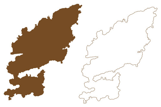 Attu island (Republic of Finland) map vector illustration, scribble sketch Attu map