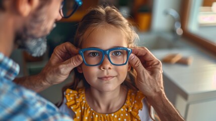 The child wearing glasses