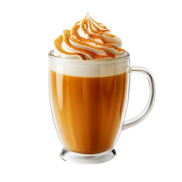 Pumpkin spice latte isolated on transparent or white background 