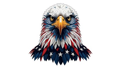 Fototapeta premium Patriotic Bald Eagle Wrapped in American Flag a Symbol of Freedom, liberty and National Pride