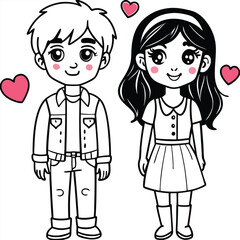 Boy and Girl Couple love Vector, Valentines Dya Special png illustration  
