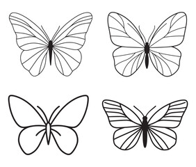 butterfly icon silhouette vector on white background