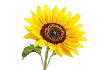 Obraz premium A bright yellow sunflower with dark brown center.