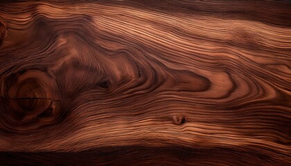 Fototapeta premium Walnut wood texture or background; dark brown wooden table surface 