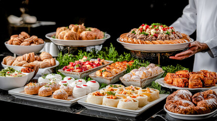 A Taste of Kuwait A Lavish Display of Traditional Kuwaiti and Arabic Cuisine Showcasing a Rich Variety of Dishes in an Opulent Dining Setting Celebrating Culinary Heritage and Flavors