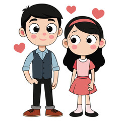 Fototapeta premium Boy and Girl Couple love Vector, Valentines Dya Special png illustration 