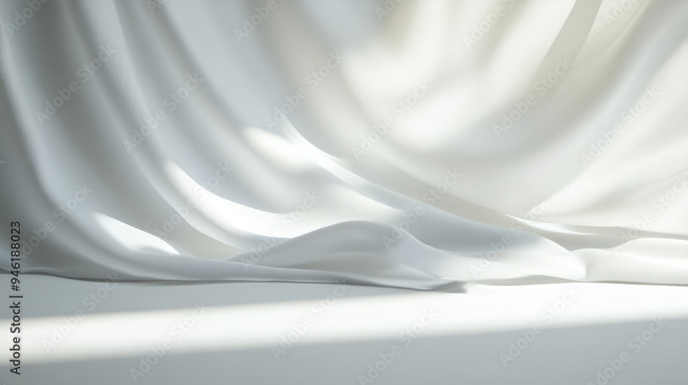 Poster a bright white backdrop with soft shadows, ideal for creating a professional and clean look