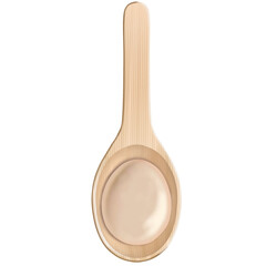 wooden spoon filled with foundation cream, beauty cosmetics, cream scoop