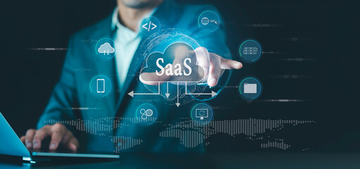 Software as a service (SaaS) concept. software services on cloud technology computing system,...