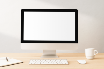 Desktop  mockup png transparent, digital device, minimal workspace
