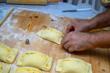 Traditional Cypriot Flaouna delicious Greek Easter Cheese Bread. Flaounes are traditionally prepared for Easter by Orthodox Cypriots.