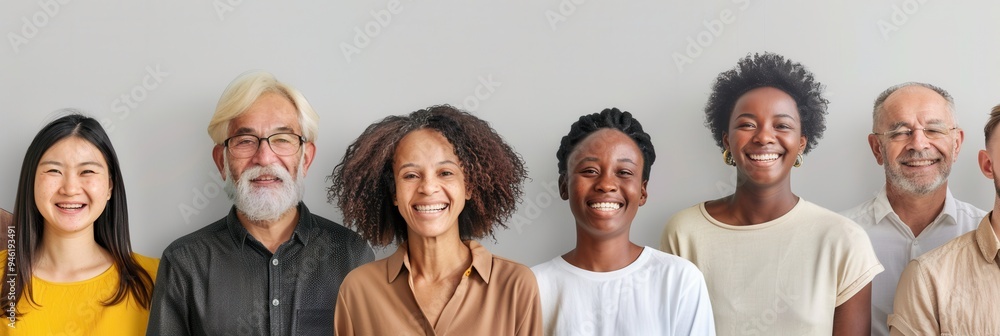 Aufkleber a diverse group of individuals stands together smiling warmly, showcasing unity and positivity in a 
