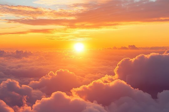 Fototapeta Sunset over the Pacific Ocean, seen from an airplane window