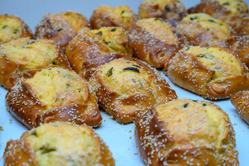 Traditional Cypriot Flaouna delicious Greek Easter Cheese Bread. Flaounes are traditionally prepared for Easter by Orthodox Cypriots.