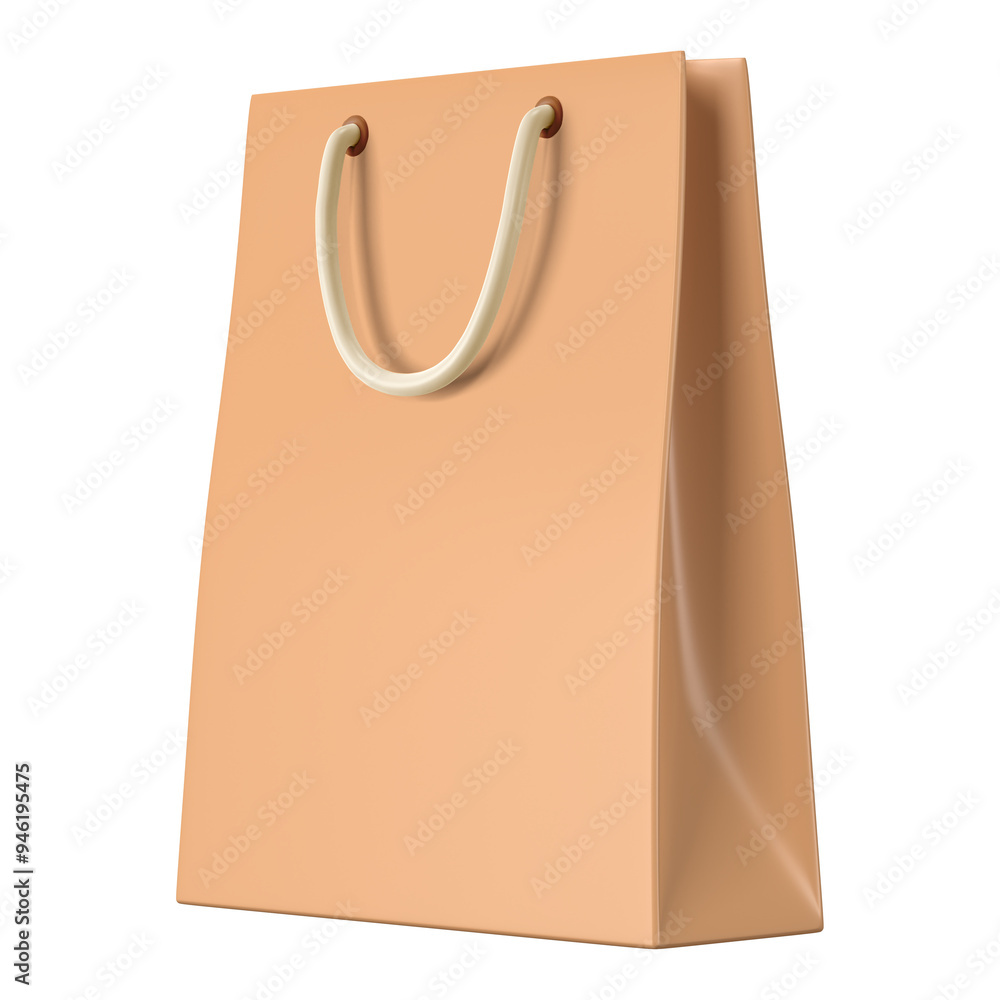 Poster Paper shopping png bag, 3D object illustration on transparent background