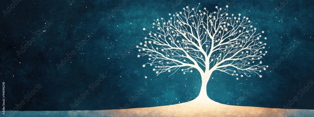 Poster technological tree with roots in traditional tools and branches leading to advanced ai, iot, and clo