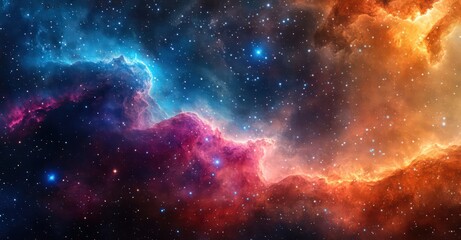 Fototapeta premium A colorful background nebula in deep space with stars and galaxies.