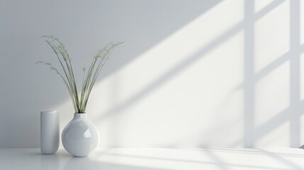 Fototapeta premium A crisp white backdrop with subtle reflective highlights, enhancing the overall composition