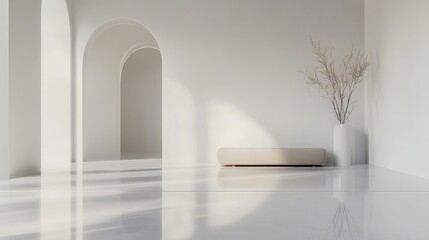 Fototapeta premium A crisp white backdrop with subtle reflections, creating a clean and modern aesthetic