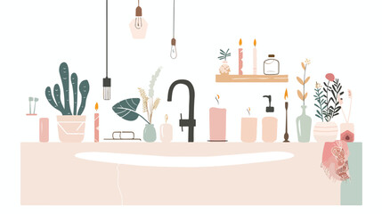 Scandinavian Modern Bathroom Interior Holiday Decor