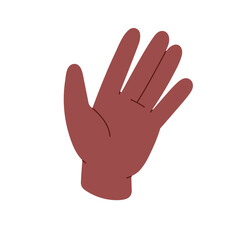 Open black palm icon. Hand gesture of welcome, greeting, say Hi, Goodbye. High five symbol. Sign of stop. Nonverbal communication, body language. Flat isolated vector illustration on white background